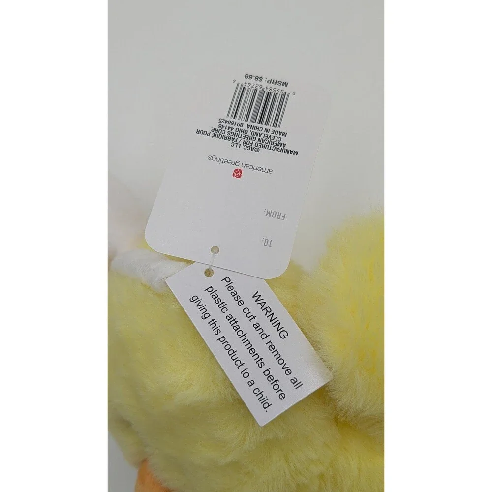 American Greetings Plush Chick Duck Yellow With Bunny Ears 10